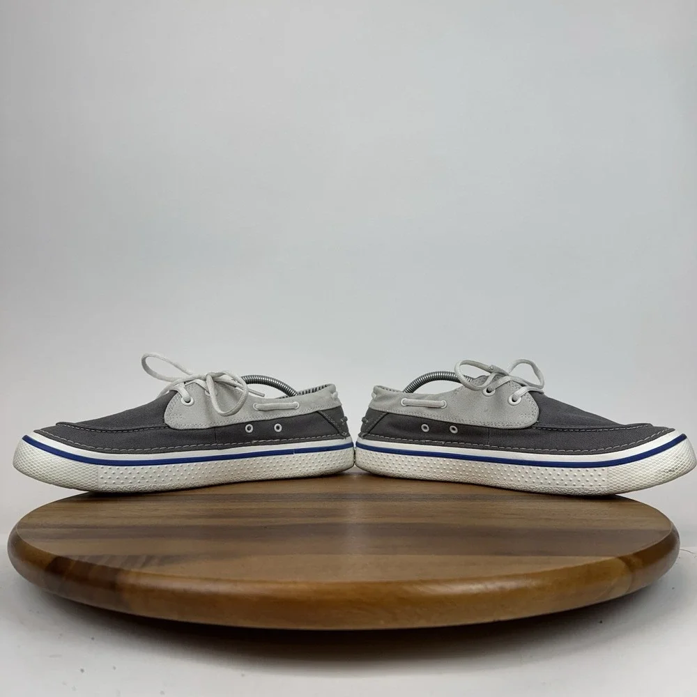 Mens‎ Crocs Hover Gray Canvas Casual Comfort Low Sneakers Boat Shoes Size 12 D